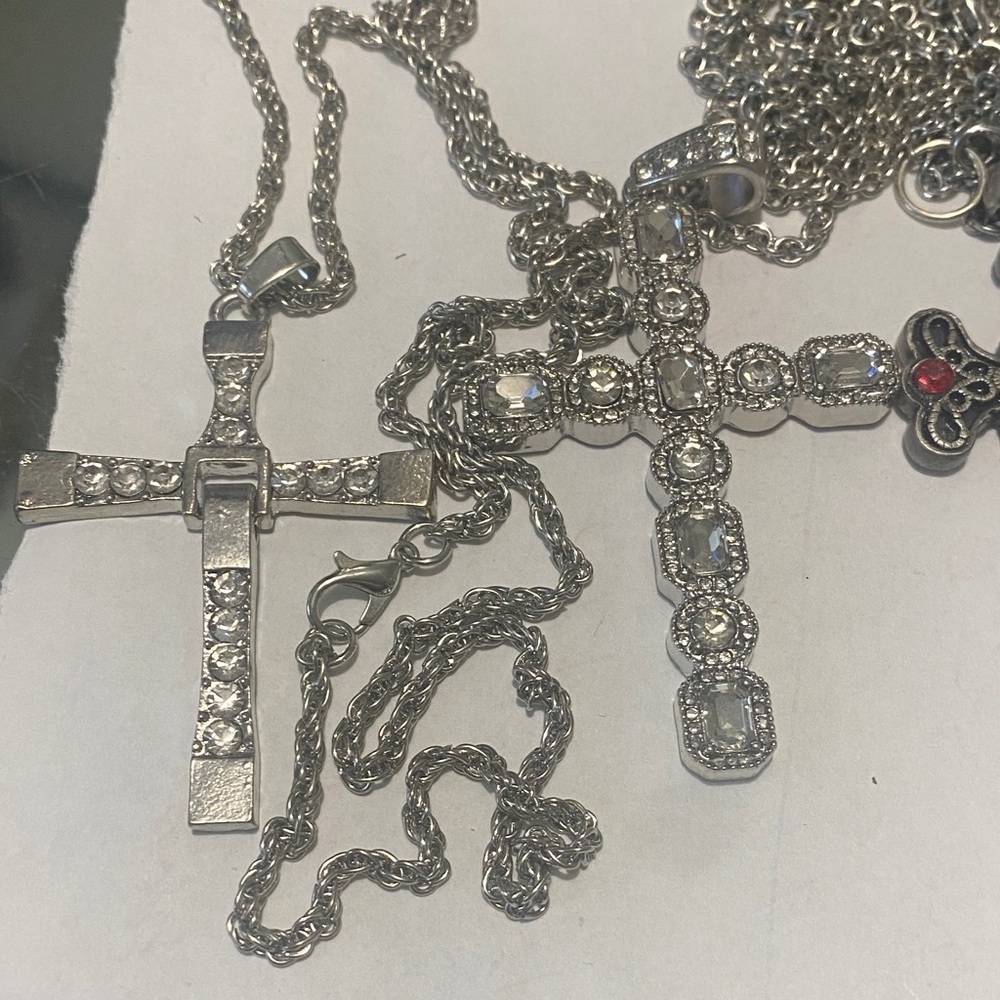 Silver Cross Pendant Necklace pick one sale